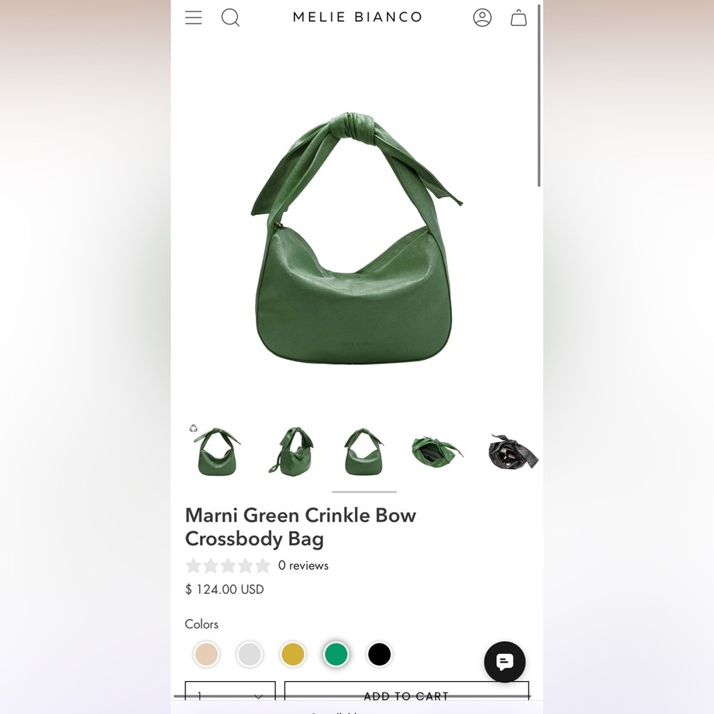 Melie Bianco Green Crinkle Bow Crossbody Bag